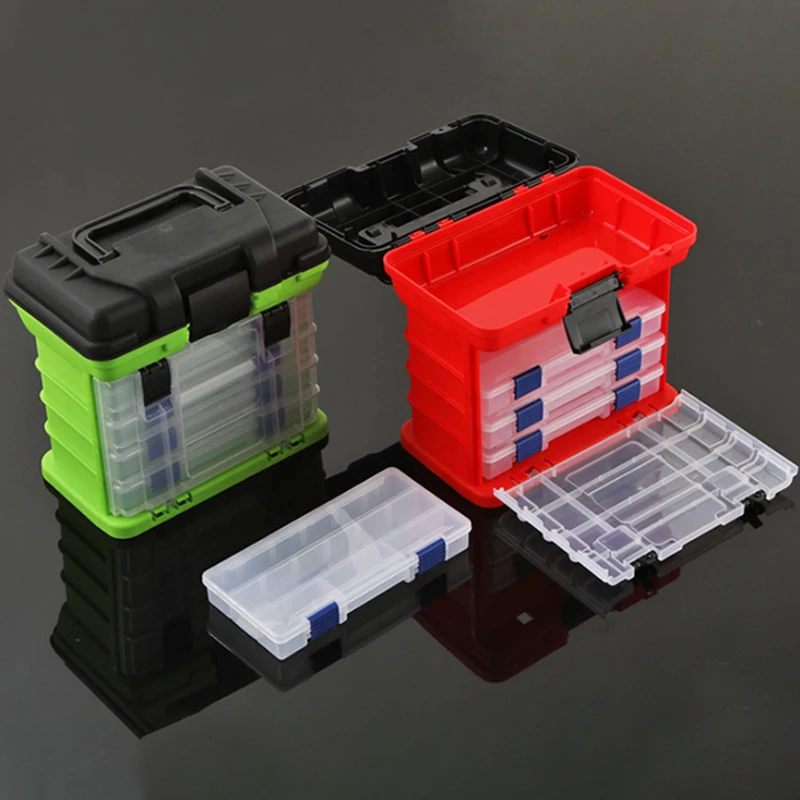 Multi-layer Drawer Type Fishing Tackle Box Thick Plastic Lure Bait Storage Handheld Fishing Gear Organizer Case Multifunctional
