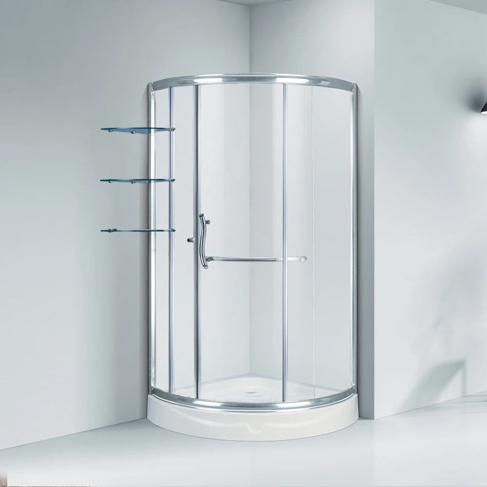 Shower Cabin Soft Closing Artificial Stone Tray Arc Shape Shower Factory Direct Wholesale Modern Custom Aluminum Alloy Sliding
