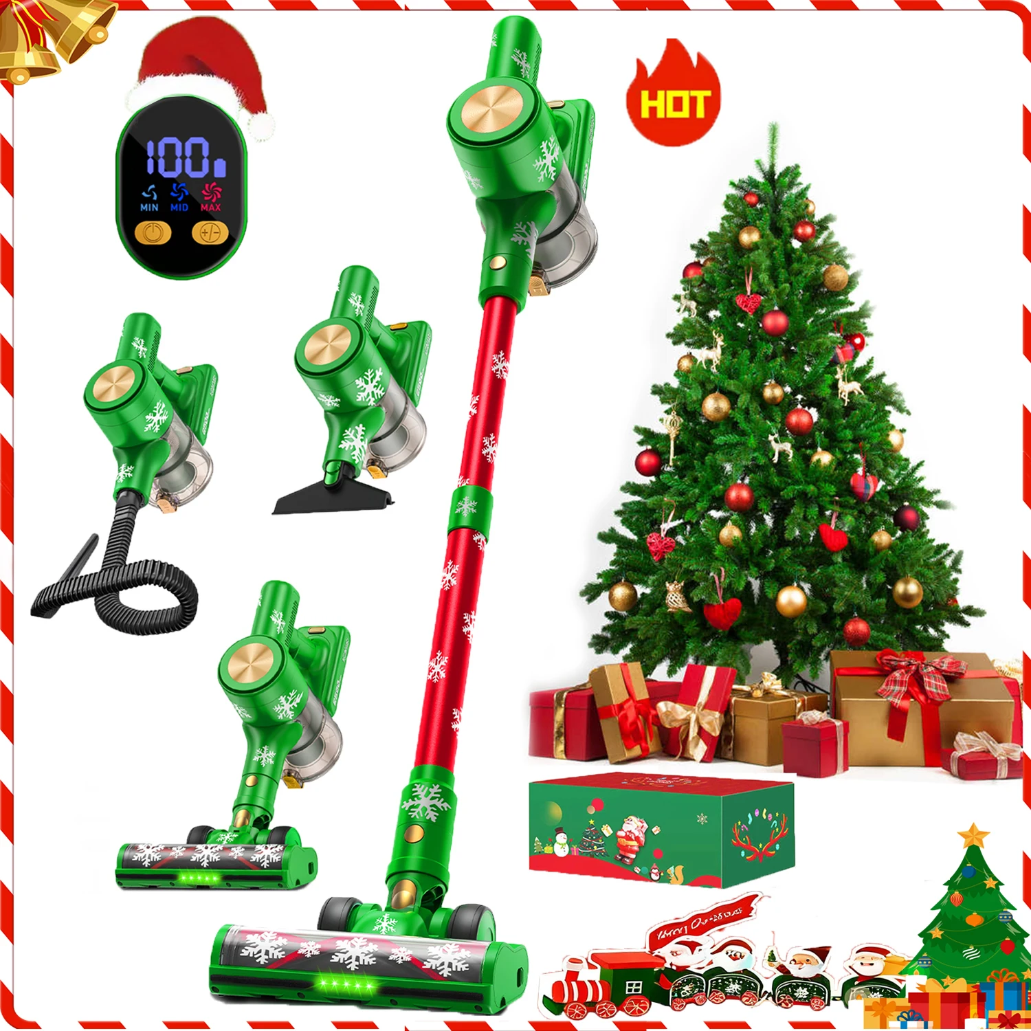 Aspirateur sans fil, aspirateurs 46Kpa/500W/55 minutes pour la maison, aspirateur Rechargeable autoportant, cadeaux de noël