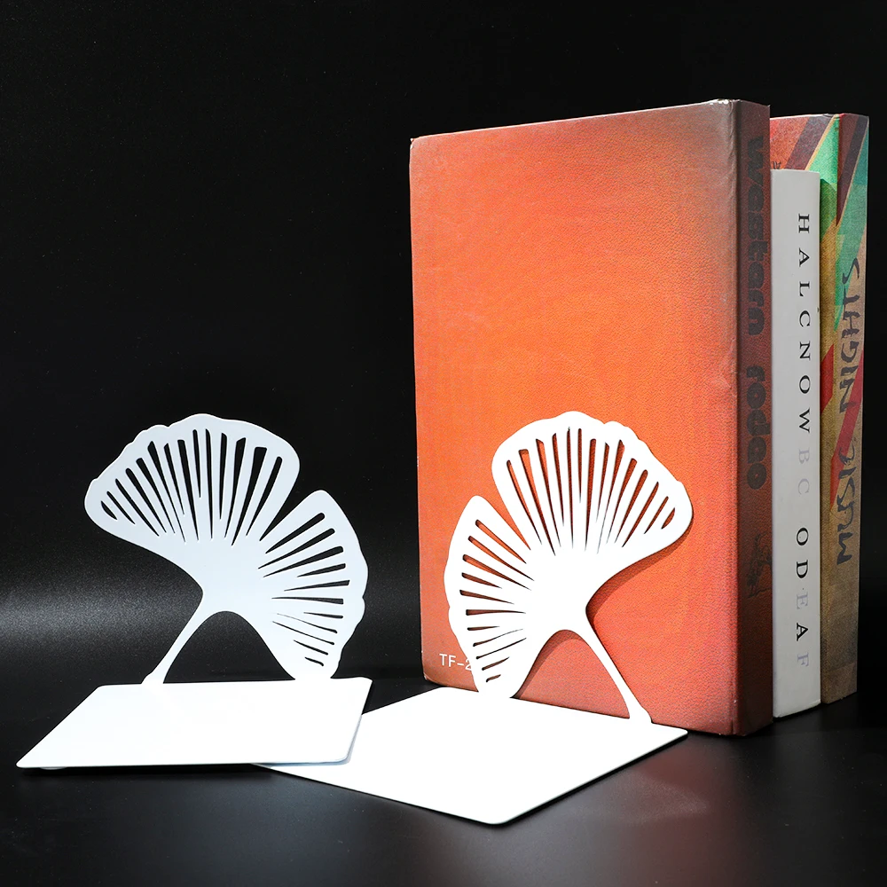 White Romantic Ginkgo Bookstand Suitable for Home Study Office School Heavy Industry Fashion Leaf Book End
