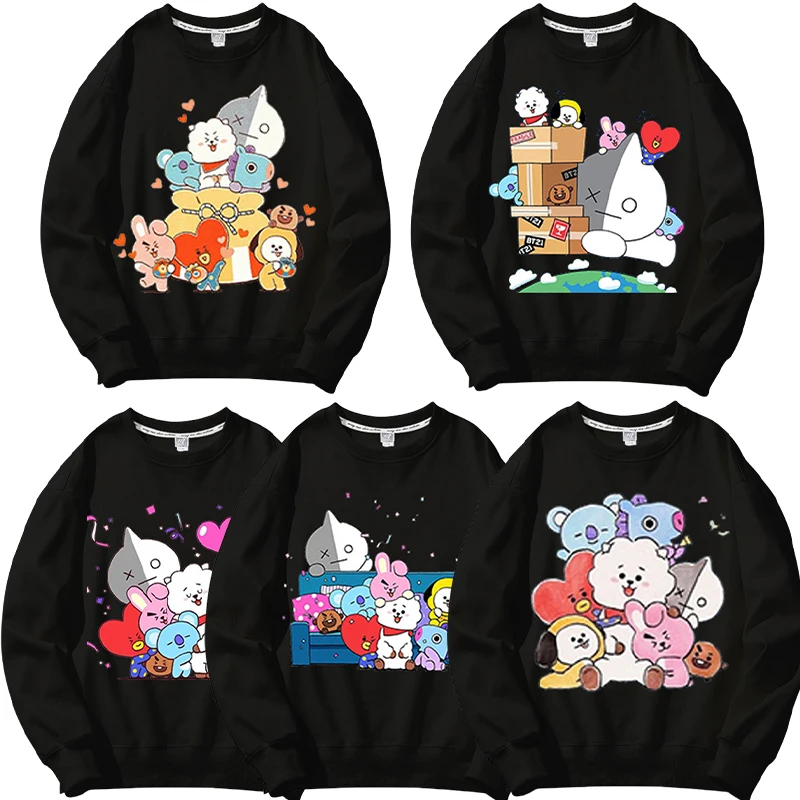 Fashion Bt21 Sweatshirts Anime RJ KOYA SHOOKY CHIMMY Kawaii Casual Women Men Children Autumn Winter Long Sleeves Pullover Gifts