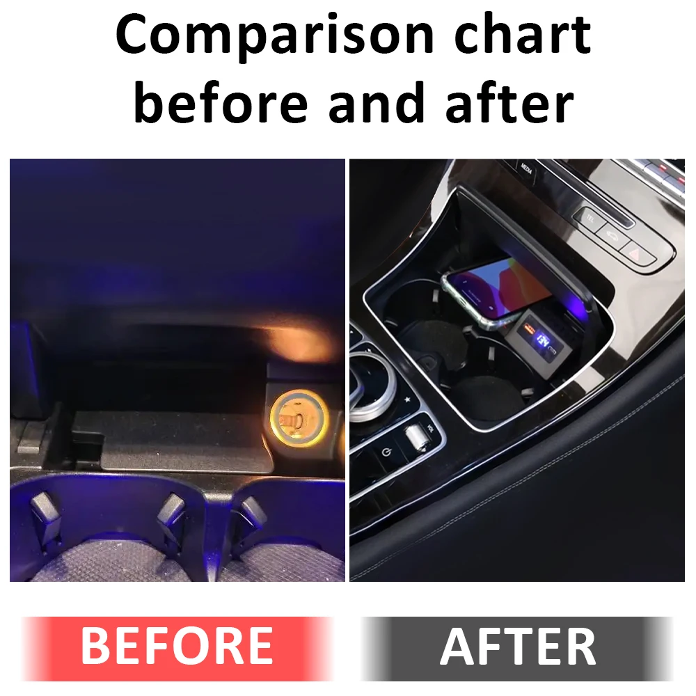 Plug and Play Wireless Charger For Mercedes Benz AMG C43 C63 GLC43 GLC63 W205 X253 phone Holder Fast charging Interior Tuning
