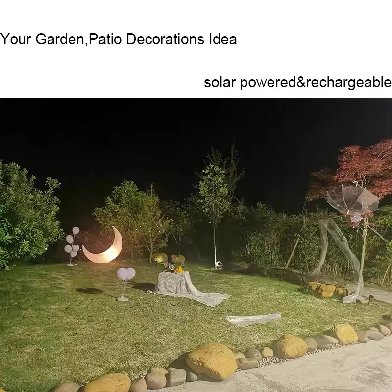 أضواء حديقة كرسي متأرجح على شكل قمر مضاء بإضاءة LED خارجية مع ميزة بلاستيكية ومضاءة