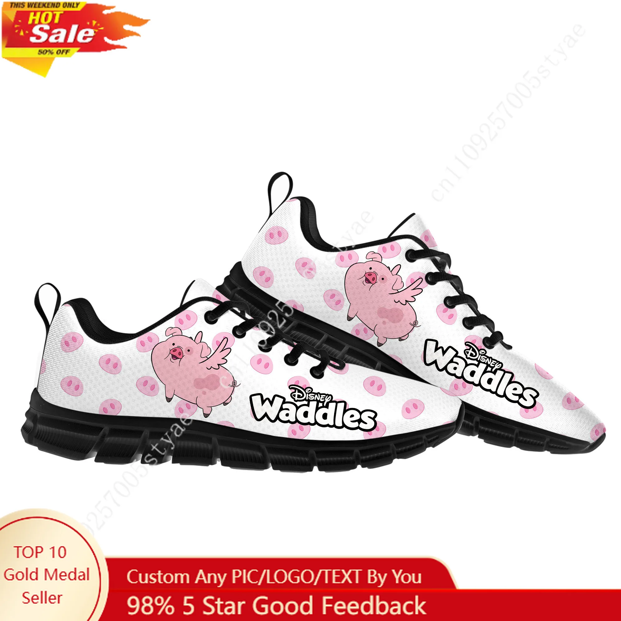 

Waddles Sports Shoes Disney Cartoon Decorate Sneakers Design Your Logo Text Party Holiday Gifts Custom Shoe