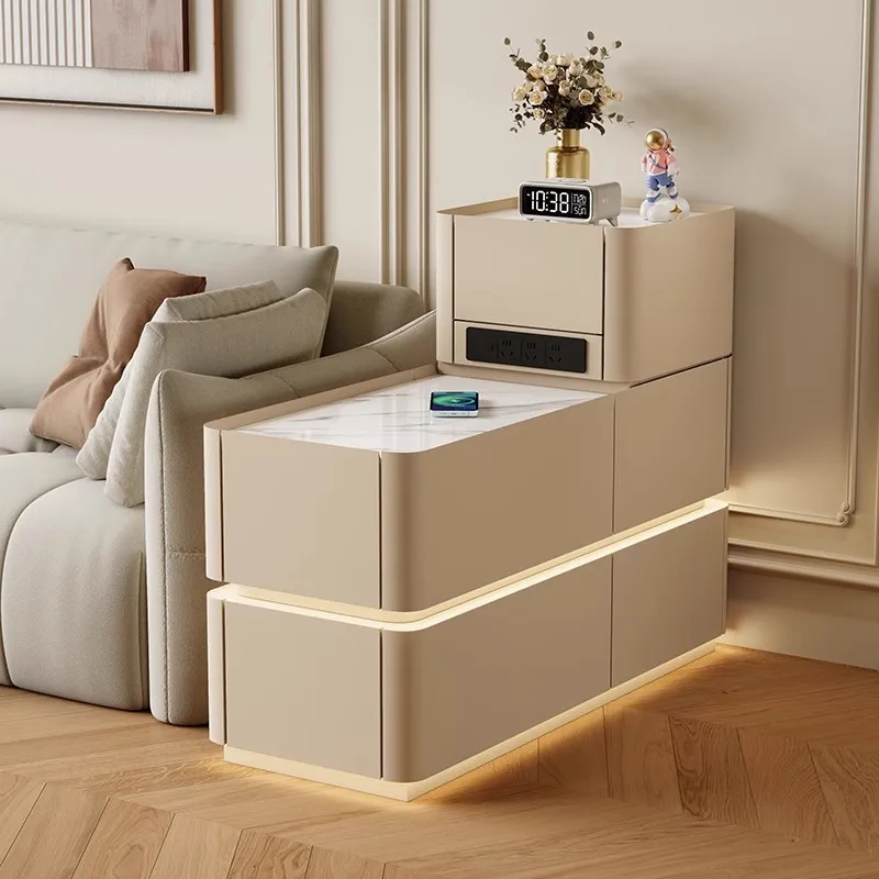 

Smart sofa side cabinet, living room storage side few solid wood lockers, multi-function wireless charging sofa side cabinet