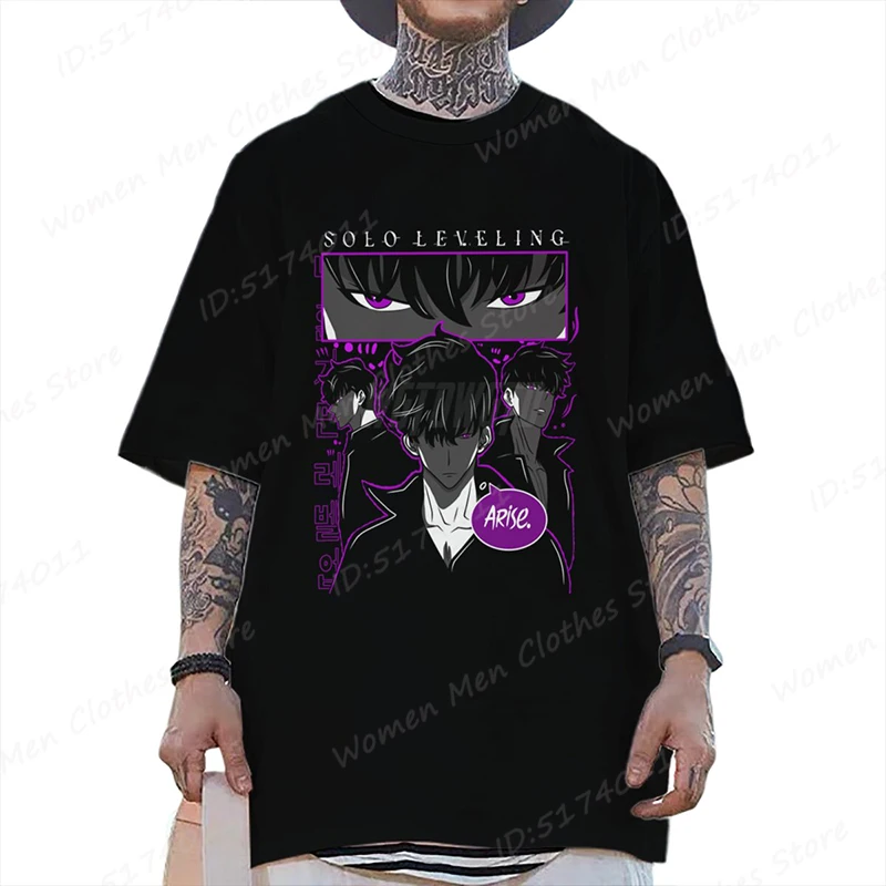 

Anime Solo Leveling Print T-Shirts Women/Men Short Sleeve Round Neck Tee Shirt Popular High Quality Washed Cotton T-shirt