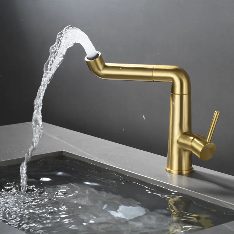 

Solid Brass Brushed Gold Basin Faucet Cold and Hot Mixer Taps White European Minimalism Sink Faucet Black Crane