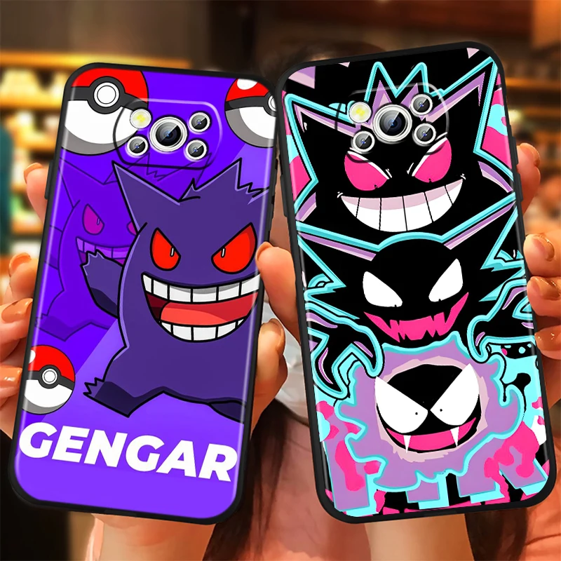 P-Pokemons G-Gengguis Cartoon For Xiaomi Mi Poco F5 F4 F3 X6 X5 X4 X3 M6 M5 M5S M4 M3 C65 Pro GT NFC 5G Black TPU Phone Case