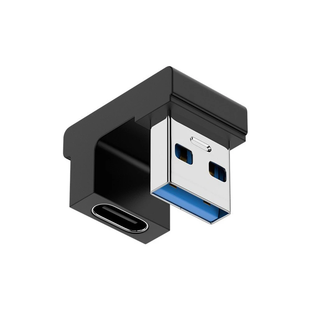 2 Stück 180-Grad-Winkel-USB-3.0-Stecker auf Buchse oder USB-C-Stecker mit nach unten gerichtetem Winkeladapter für Laptops