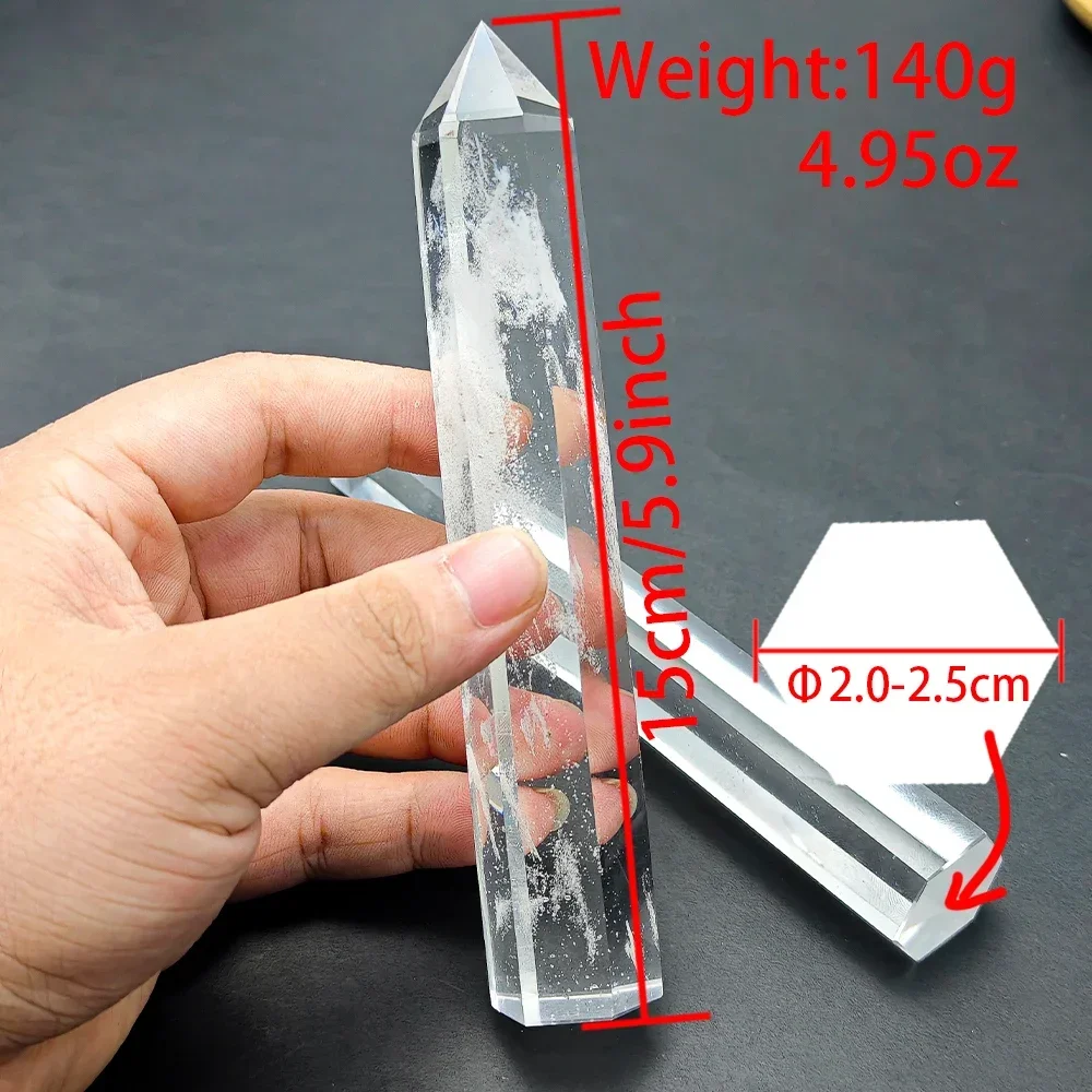 Natural white crystal fused hexagonal prism spiritual healing transparent hexagonal obelisk wand spiritual magic furniture deskt