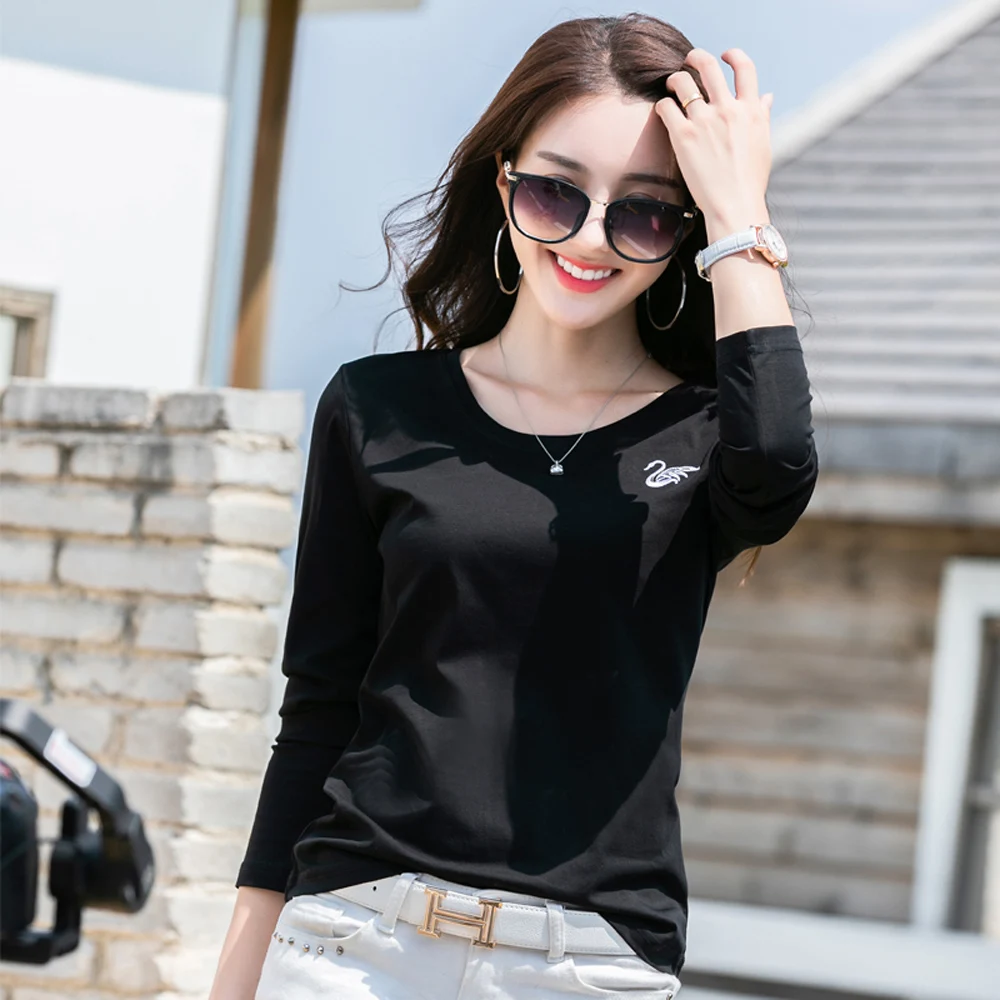 European Station T-shirt Women's Long sleeved Summer New Fashion Light Luxury Quality Embroidered Casual Large Loose Top