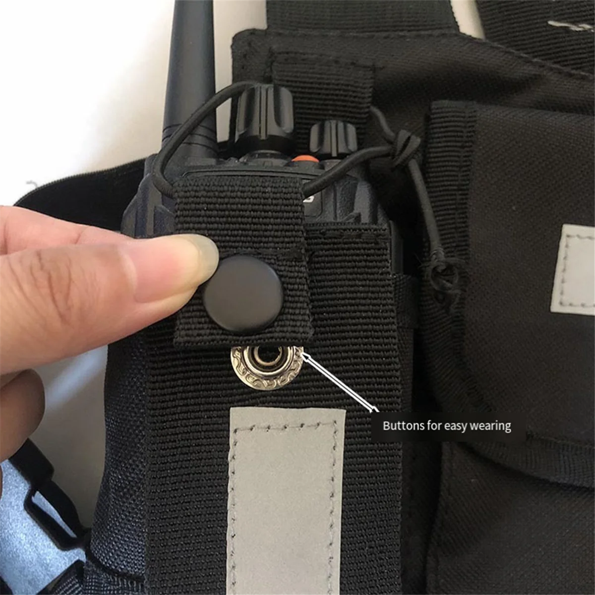 ABSQ-Walkie Talkie Double Chest Bag Radio Reflective Chest Harness Holder Bag Vest Rig Walkie Talkies Front Pack Pouch Case D