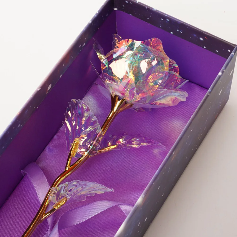 

Gold Foil Present Rose Gift Box Colorful in Elegant Case Perfect Gift for Her on Valentine's Christmas Birthday