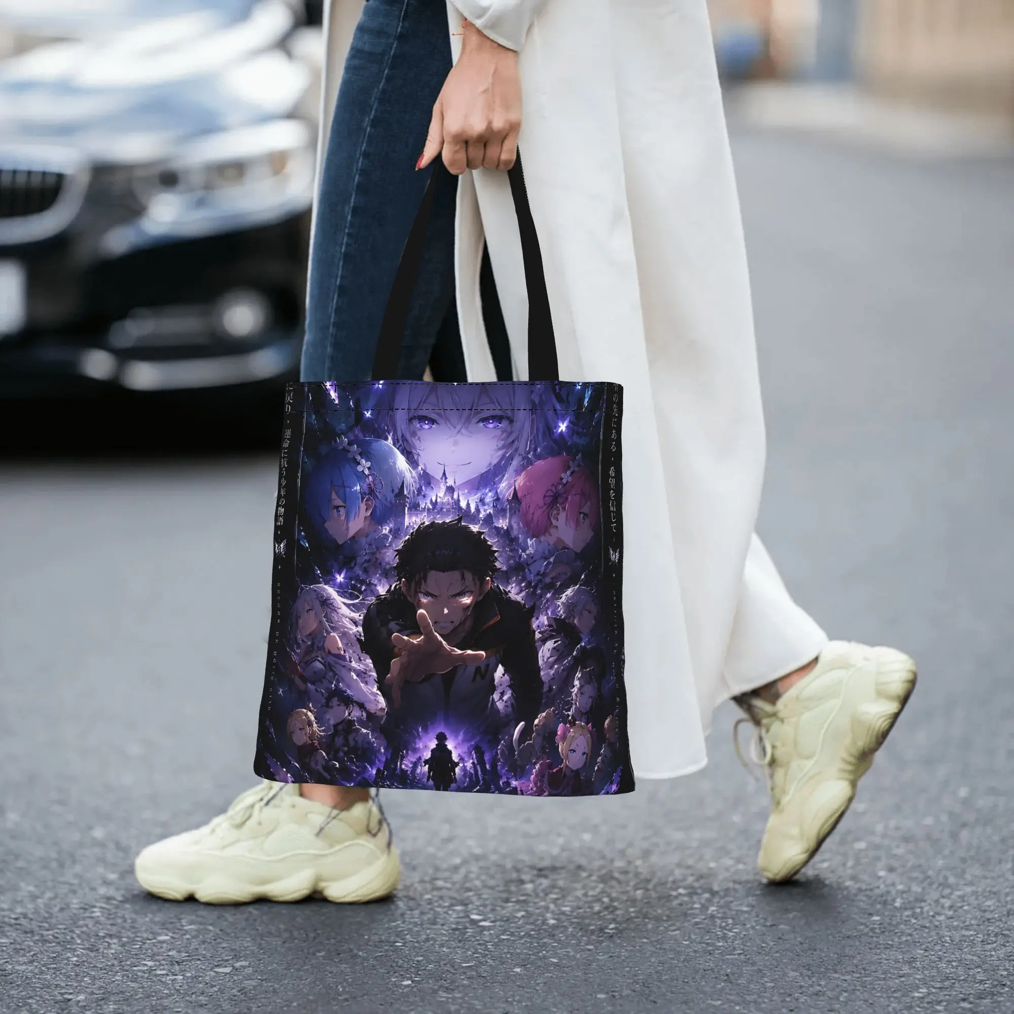 Customized Re ZERO Anime Women's Bag Campus Handbag back to school Large Capacity  Canvas Tote Bag Foldable Chic Pattern Gifts