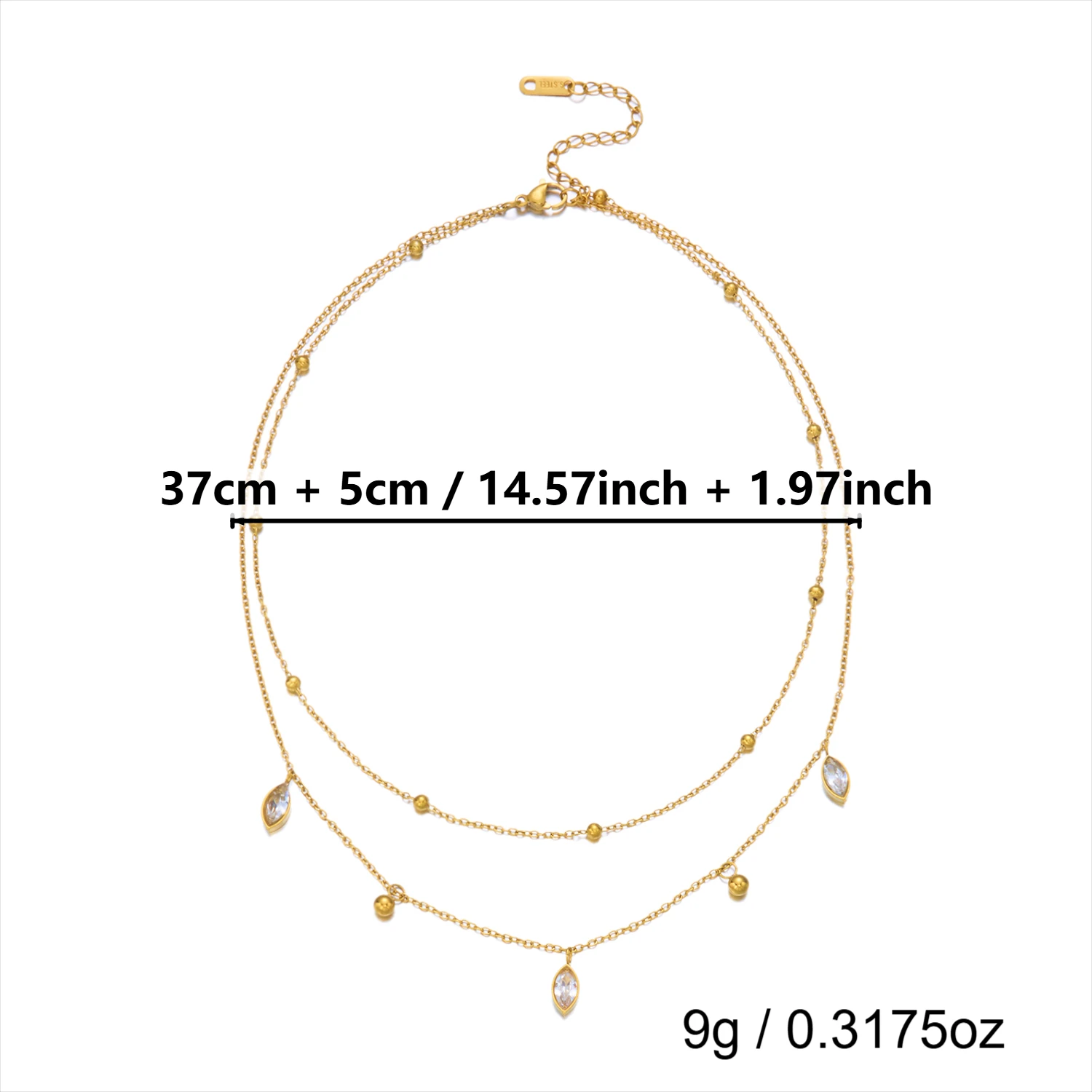Zarte CZ-Schlangenkette, PVD-Edelstahl-Halskette für Damen, mehrschichtige Fischgräten-Choker-Kette, Party- und Alltagsschmuck, Geschenk, wasserdicht – Detail 9