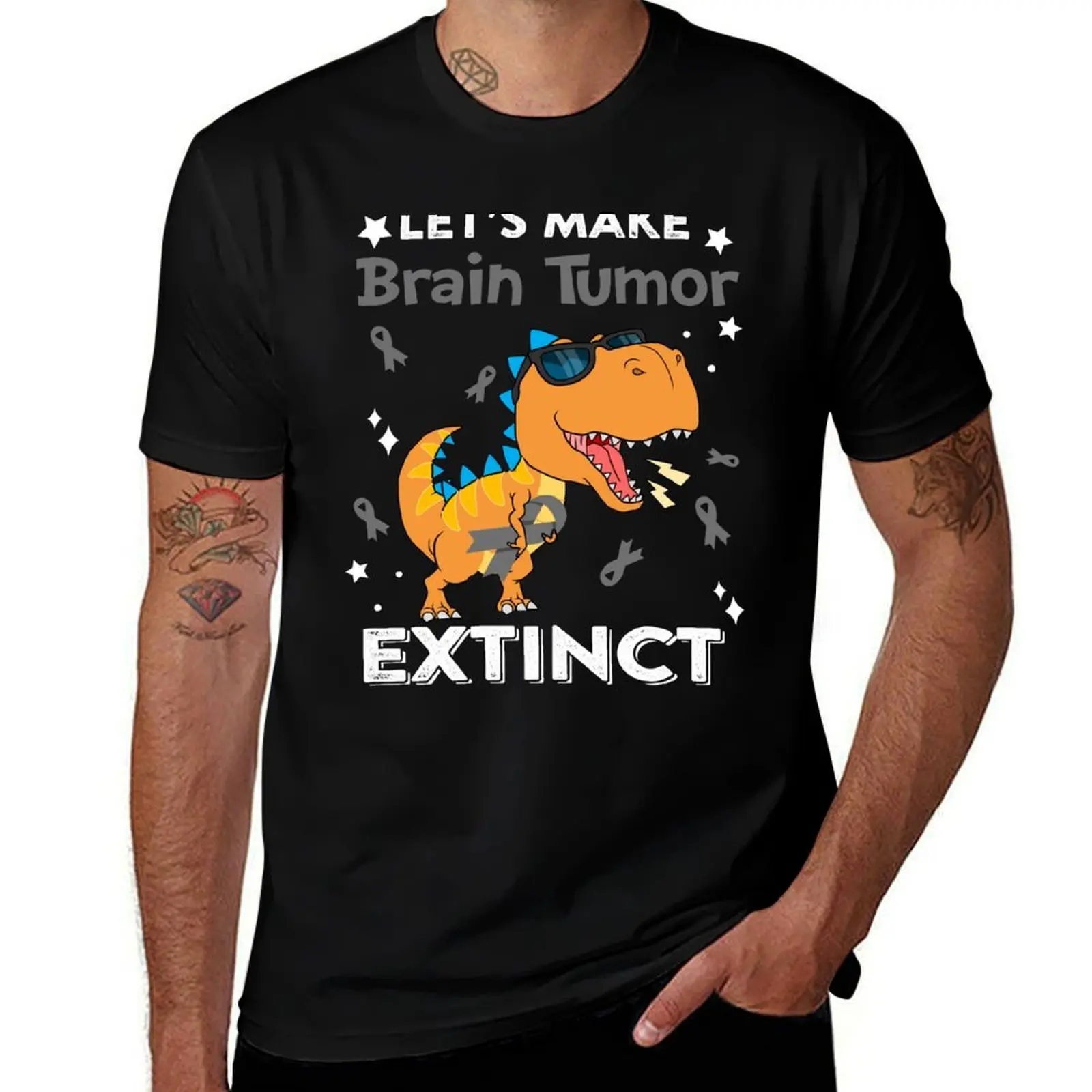 Let's Make Brain Tumor Extinct Brain Tumor Warrior Gift T-Shirt Mechanic Work Tee Shirt T-Shirt