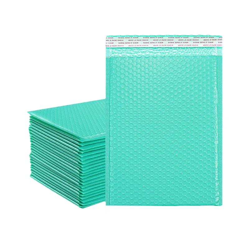 20pcs/bag Mint Green Self-adhesive Co Extruded Film Bubble Bag, Color Fragile Waterproof and Shockproof Express Transport Bag