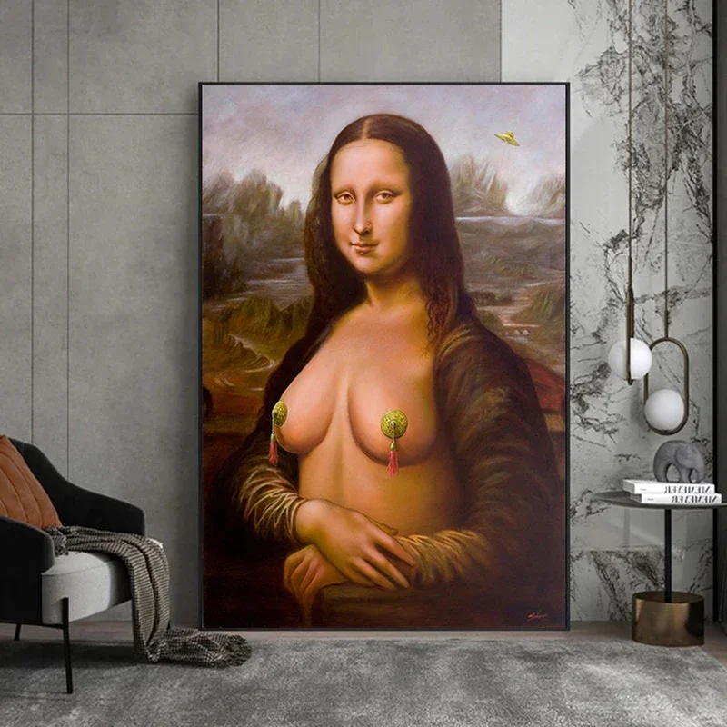 مثير الموناليزا المشارك عارية المرأة سيدة قماش اللوحة الملصقات والمطبوعات قماش صور فنية للجدران لغرفة المعيشة ديكور المنزل #3