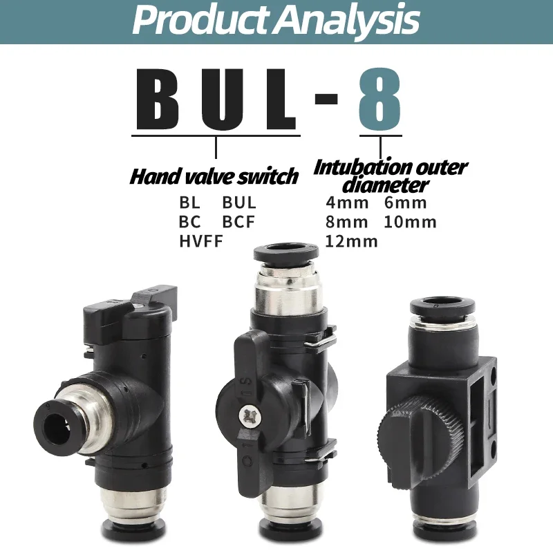 Pneumatic Fitting 4/6/8/10/12/14/16mm Ball Valve Switch Quick Connect BUC-4 BUC-6 BUC-10 Air Hose Quick Connector