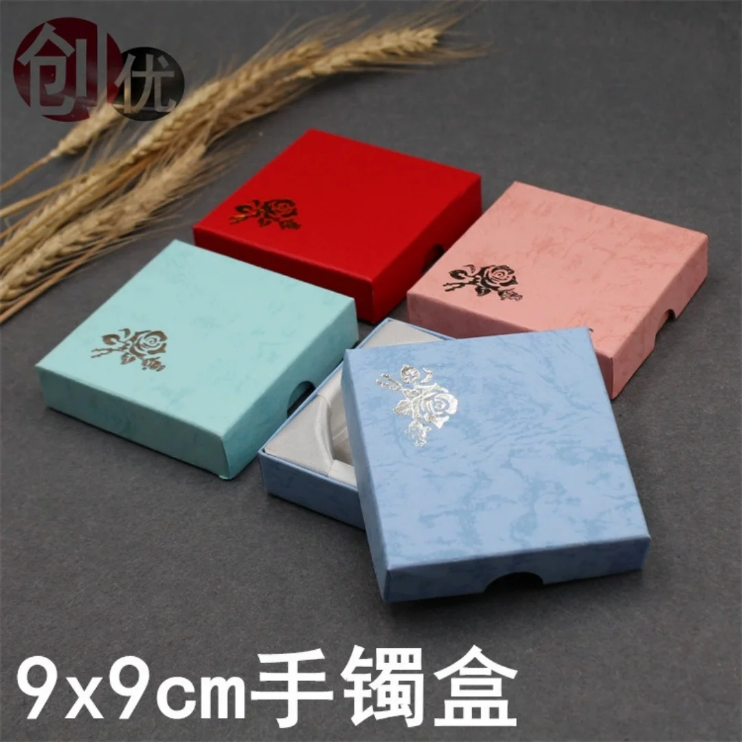 Solid Color Printed Bangle Box Square Jewelry Packaging Boxes Flower Print Bracelet Display Box Crystal Jewelry Organizer Case