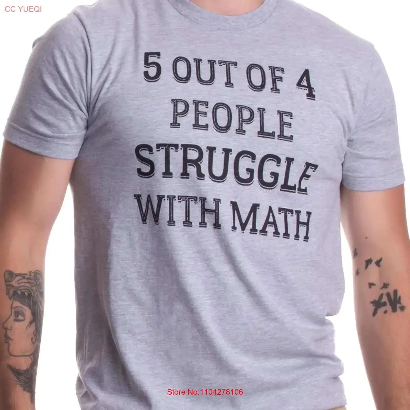 5 of 4 People Struggle with Math Funny School Teacher Teaching Humor T Shirt long or short sleeves vintage Washed Slightly