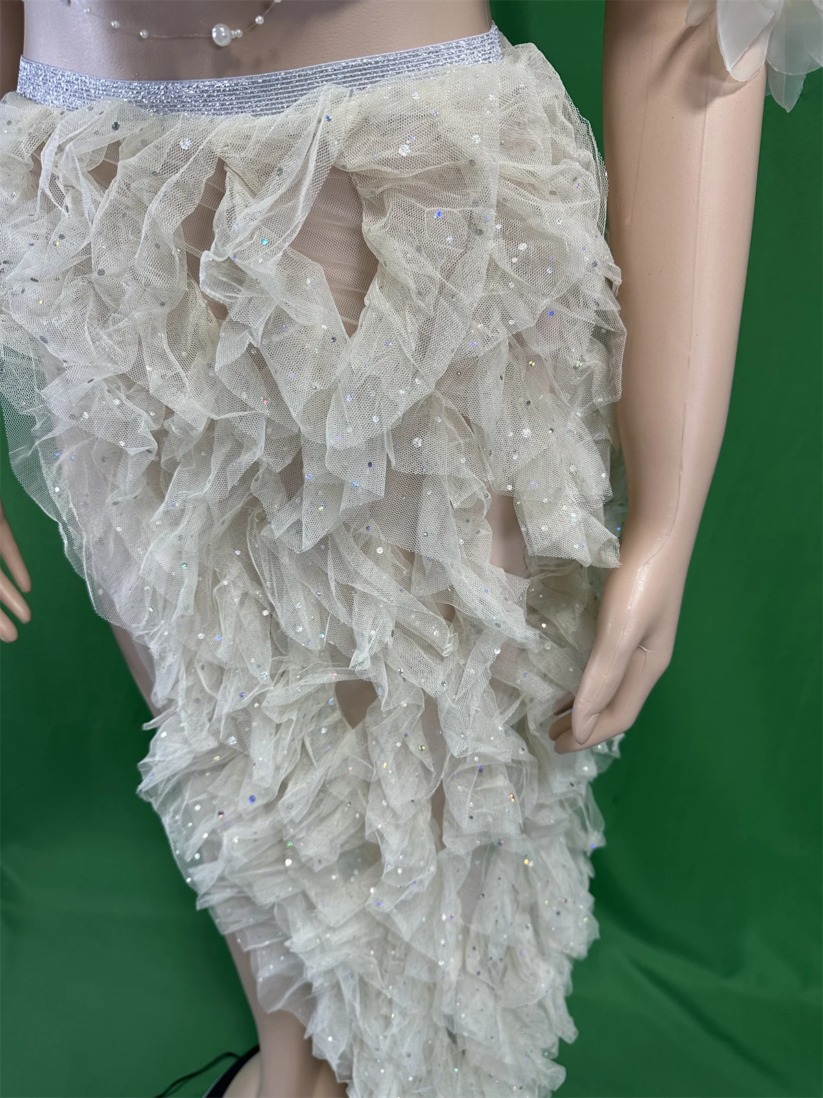 Flower Ruffle Drag Queen Costume Straps Tops Split Skirts Cheerleading Nights Out Dressy Design