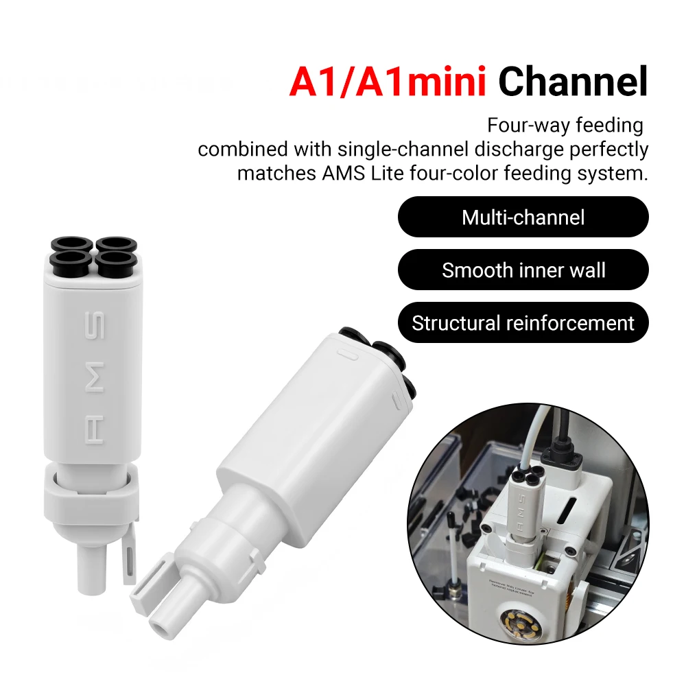 4-in-1 Feeding Assembly AMS Lite Filament Hub PTFE Adapter for A1/A1 Mini 5-Way Splitter with Secure Buckle Smooth Filament Path