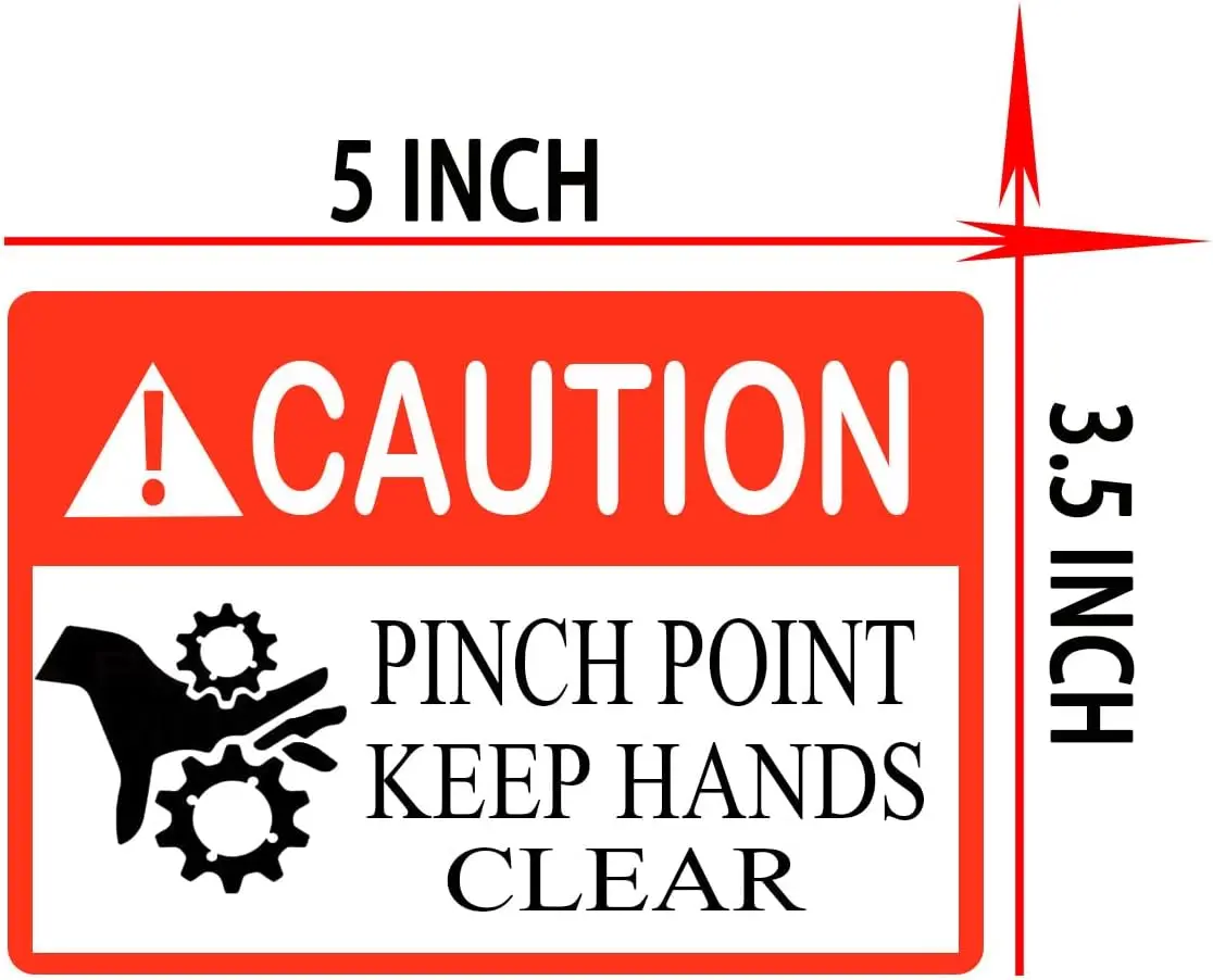 8 Pcs Caution Pinch Point Keep Hands Clear Stickers  3.5*5 Inch Adhesive Labels Caution Danger Stickers for Machinery Warning