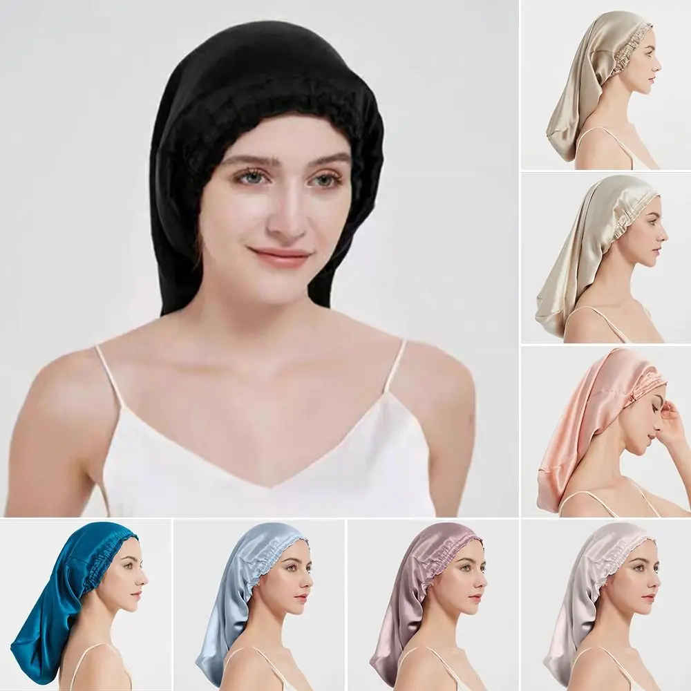 

New 52*34CM Sleeping Cap Elastic Solid Color Hair Care Hair Wrap Women