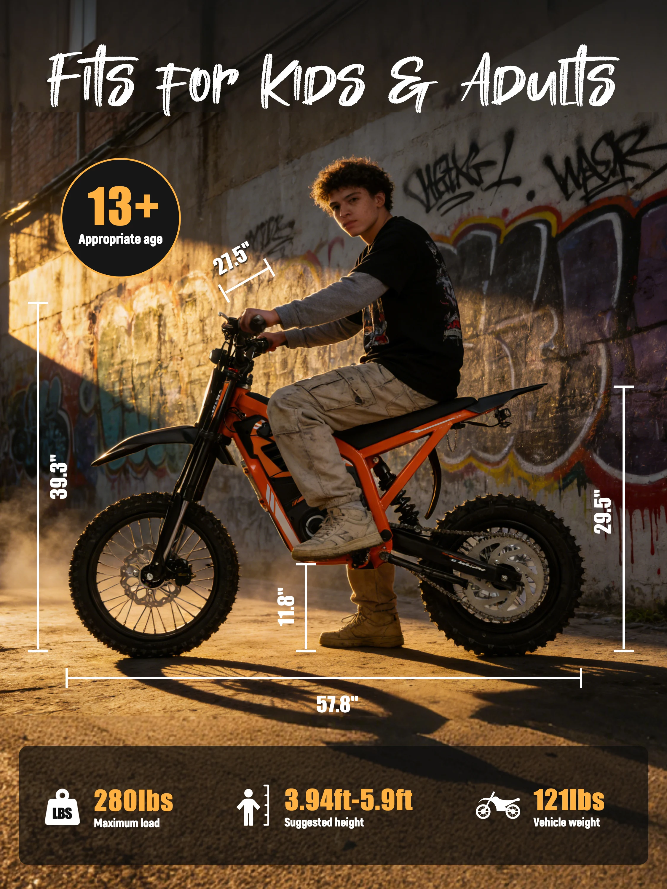 Eskute Nova X Electric Dirt Bike for Teens & Adults, 14"/12" Fat Tire Electric Motorcycle, 48V23AH Battery Nova Ebike 35-46MPH Ebike, Full Suspensions E-Moped for Kids, Teens & Adult view 7