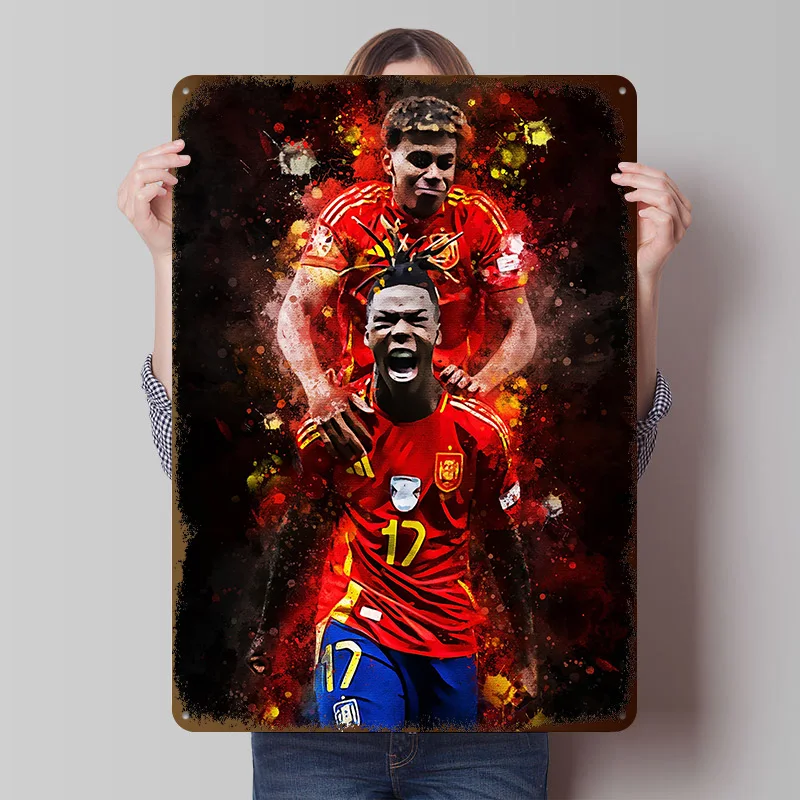 Nico Williams & Lamine Yamal Tinplate Poster Customized Wall Art Vintage Metal Signs Retro Tin Plaque for Home Decor Items House