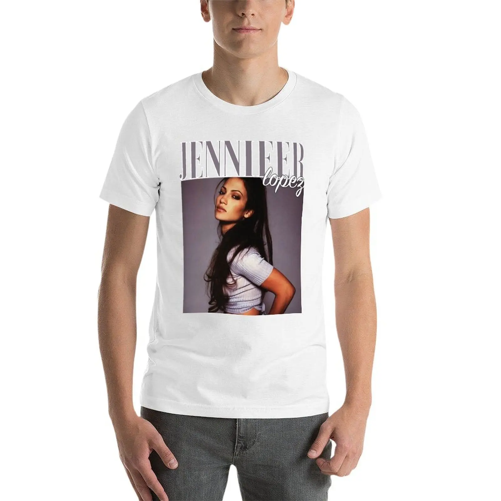 جينيفر لوبيز 90s تي شيرت رجل تي شيرت القطن تي شيرت للرجل حزمة تي شيرت أبيض