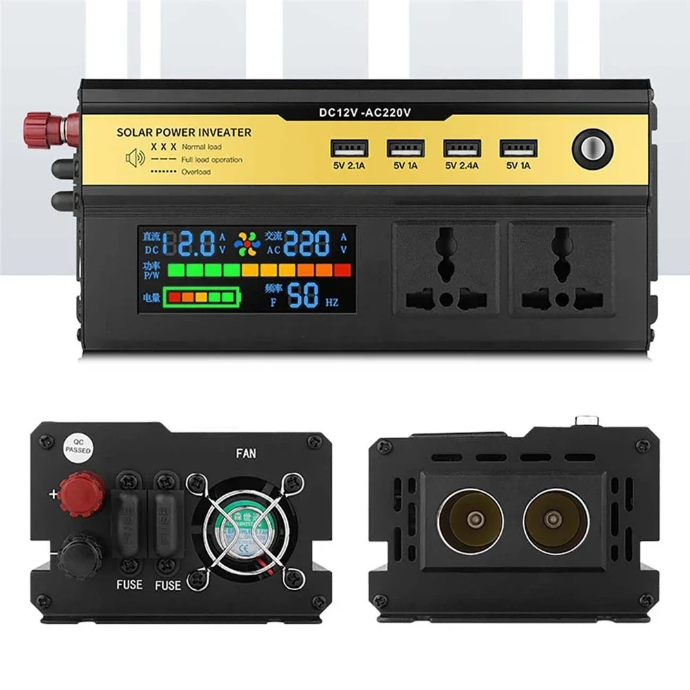 Modified Sine Wave Power Inverter 6000/5000/4000/3000W LCD Display DC 12V 24V to AC 220V Transformer Convert Charging Converter