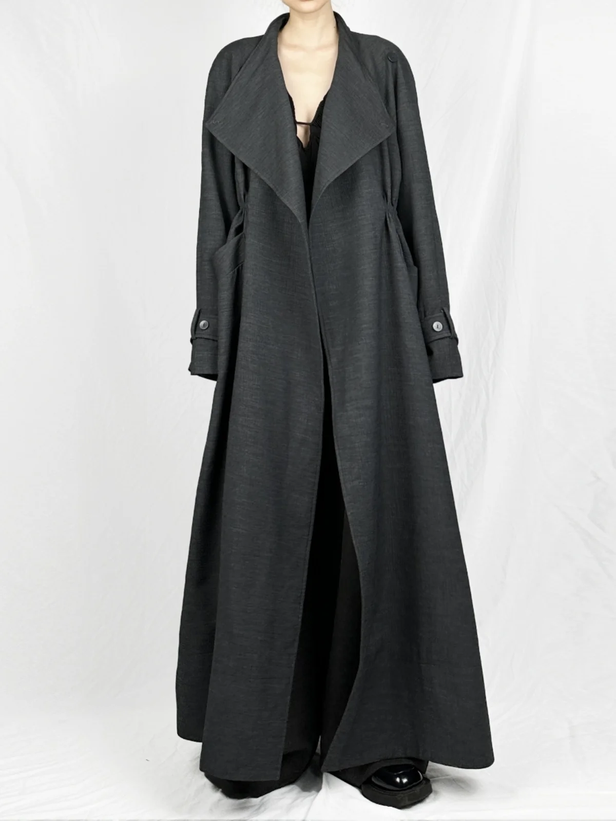 

Chic ey Cool Tone Windbreaker Long Coat Advanced Faion Design Autumn Collection Women's Premium Quali Faion Outerwear