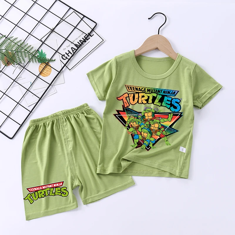 

Teenage Mutant Ninja Turtles Boy Pyjamas Set Anime Cartoon Sleepwear Children Home Wear Short Sleeves Shorts Summer Kids Pajamas