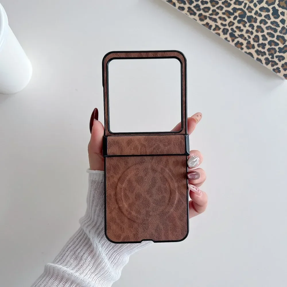 Magsafe-Hülle mit Leopardenmuster für Motorola Razr 50 40 Ultra 50, Ultra-Schutz, Scharnier, hart, faltbar, kabelloses Laden, magnetische Abdeckung