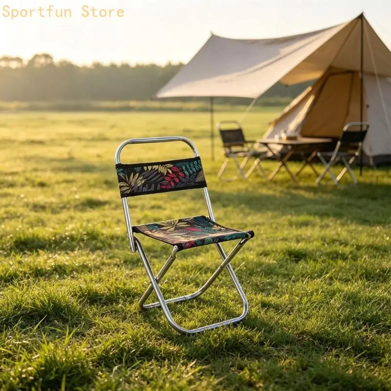 Folding Stool with Backrest for Camping Fishing Sketching Light weight Portable X7JD