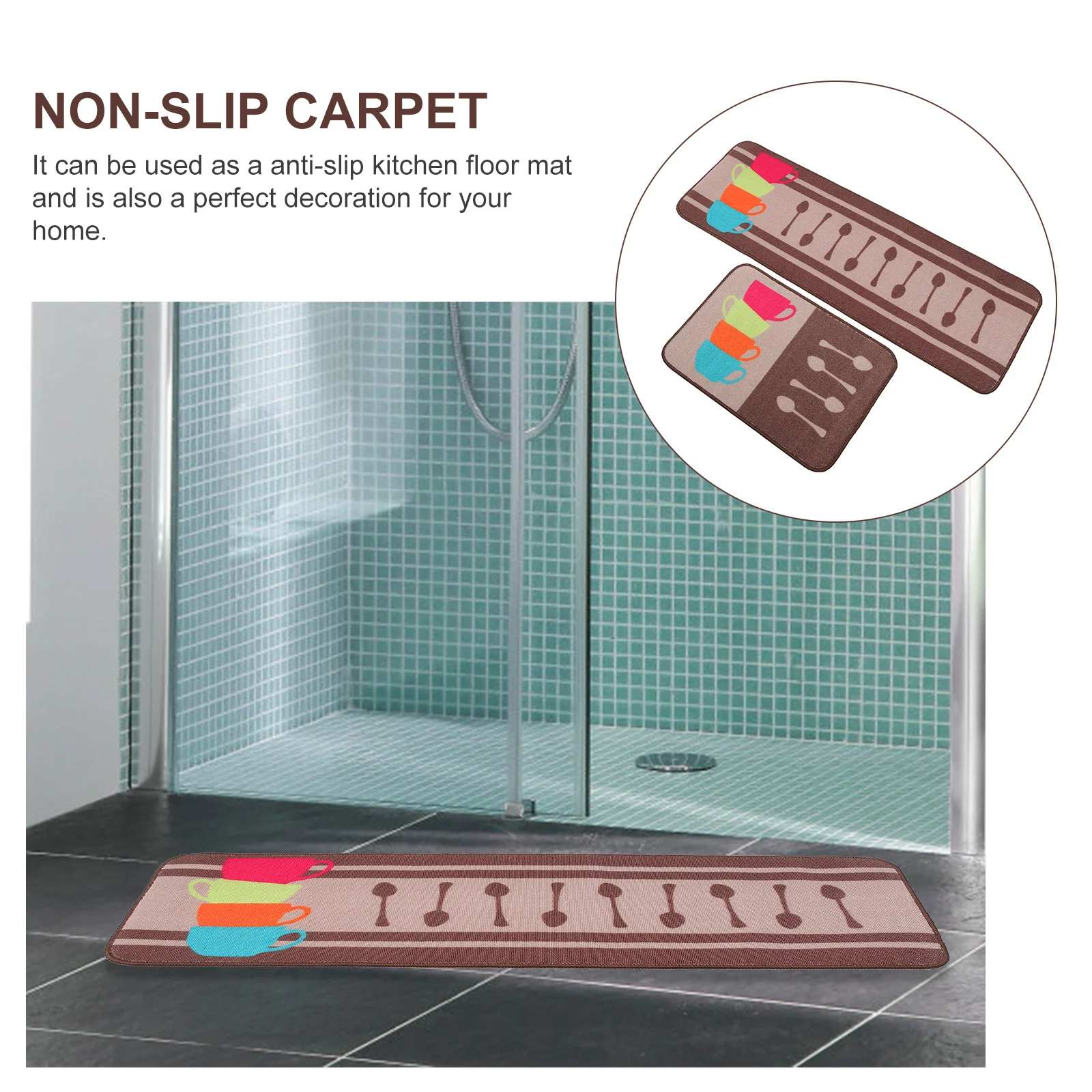

2 Pcs Non-slip Floor Mat Rug for Kitchen Artificial Mats Rugs Water-absorbent Nonslip Polyester