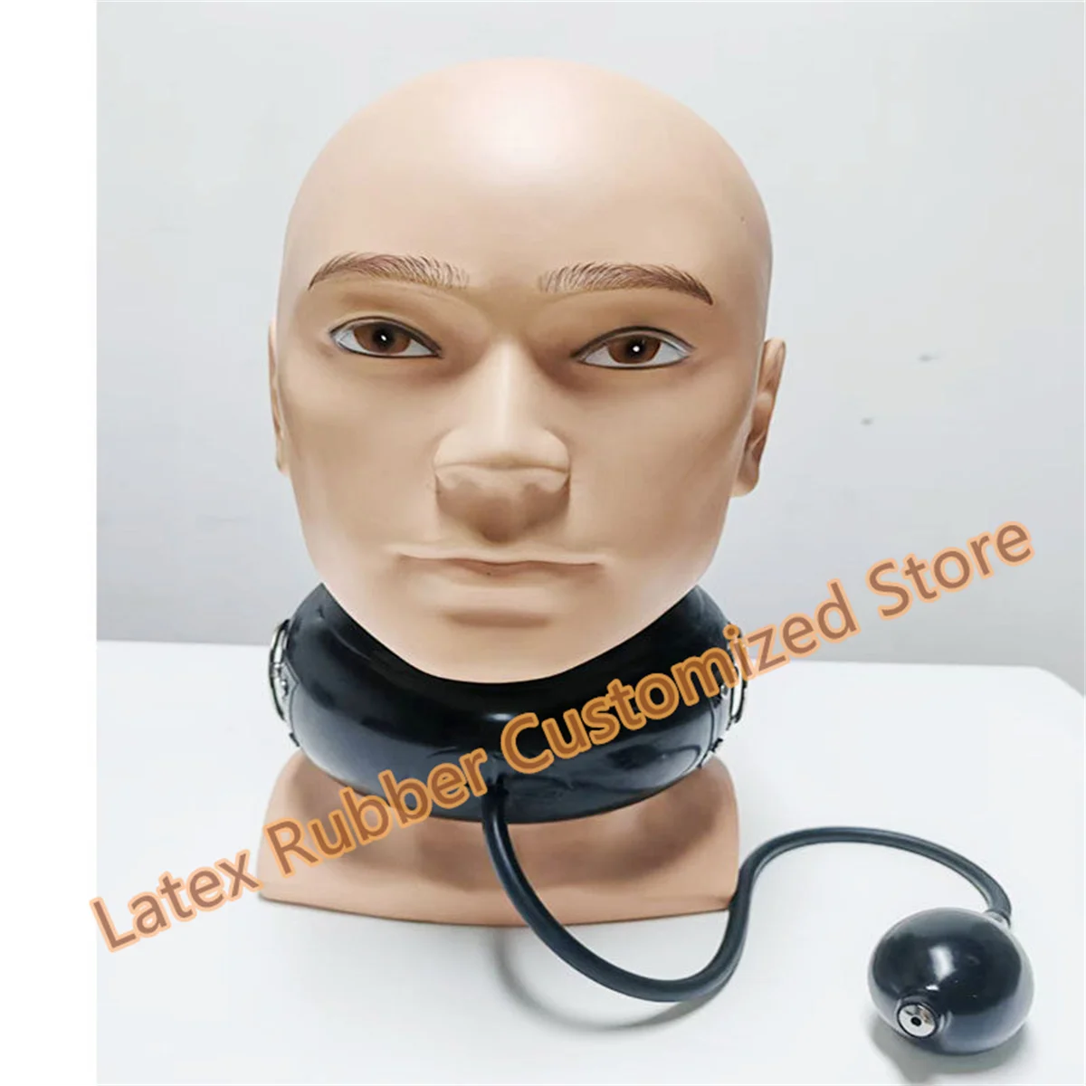 

1.0mm Black Latex Neck Corset Rubber Fetish Collar Hood Inflatable with Back Zip Cosplay Costumes custom made