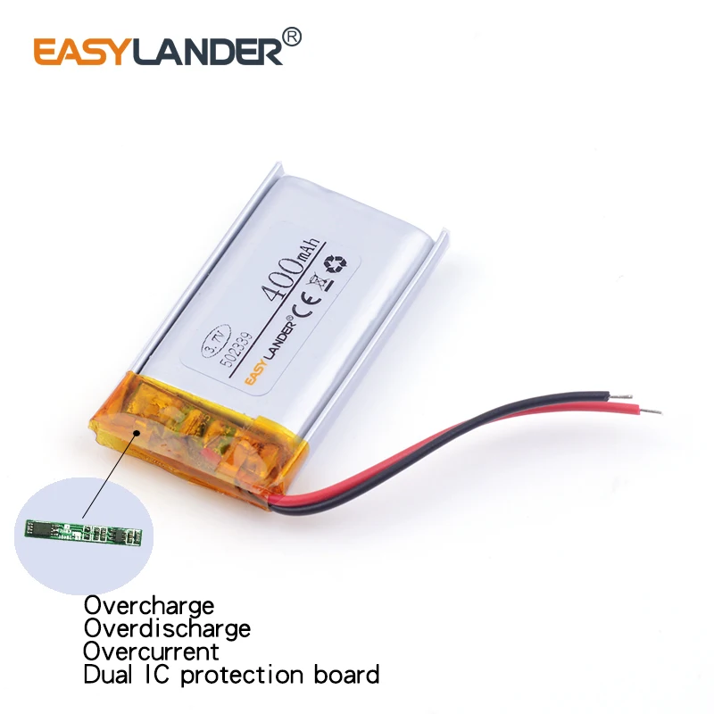 502339   3,7 В 400 мАч перезаряжаемая литий-ионная литий-полимерная батарея для цифровых продуктов Bluetooth GSP PSP