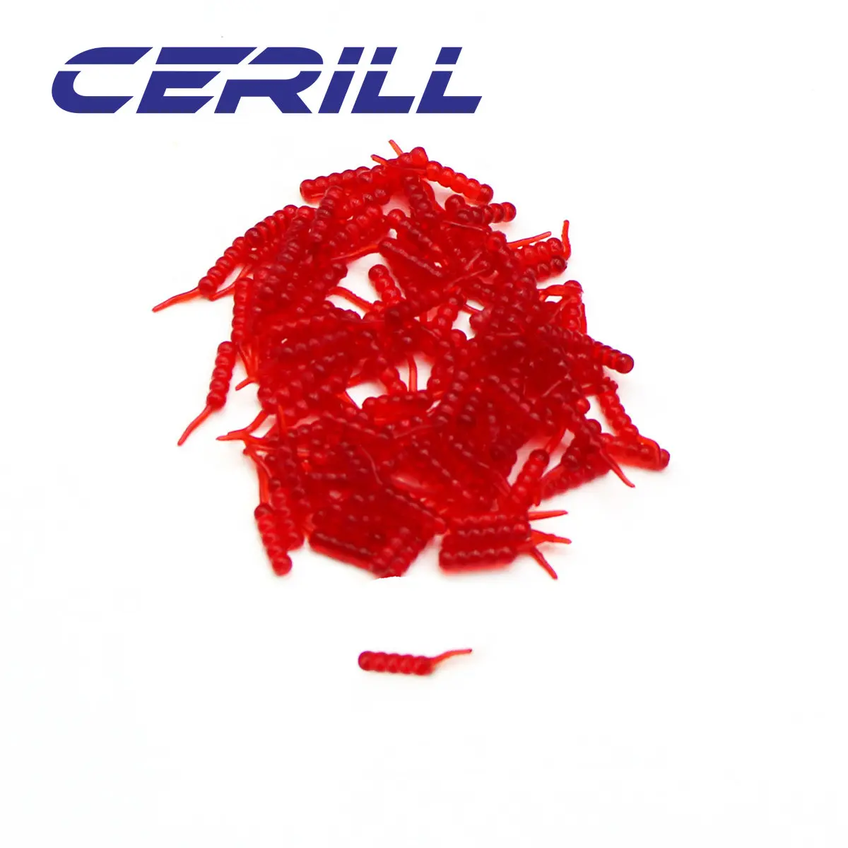 Cerill 120PCS/Kit 20mm Worm Maggots Bait Soft Fishing Lure Fishy Smell Silicone Grub Artificial Carp Bass Plastic Swimbait Box