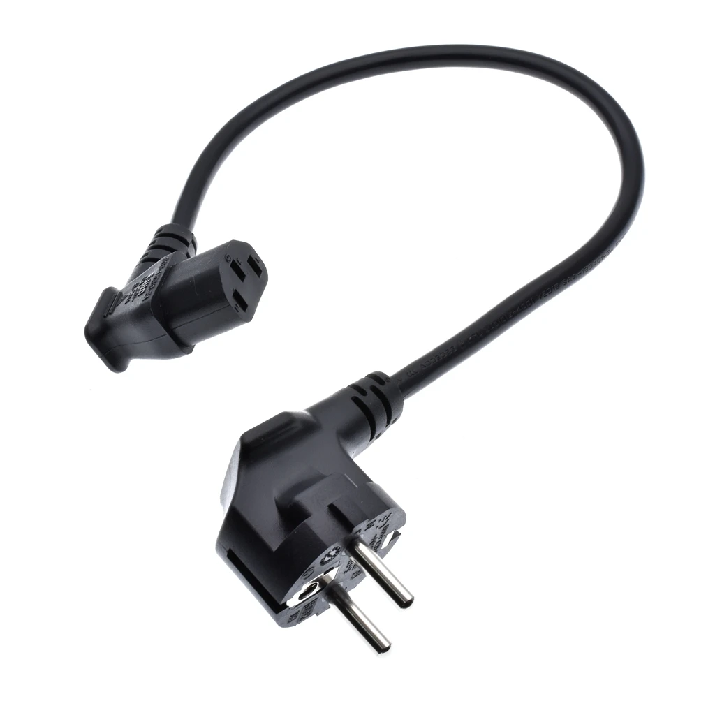 Angle C13 to European CEE7/7 Power Cords, 10A/16A, 250V, H05VV-F 0.75mm Cable ,Short Schuko to IEC C13 Power cord,30cm