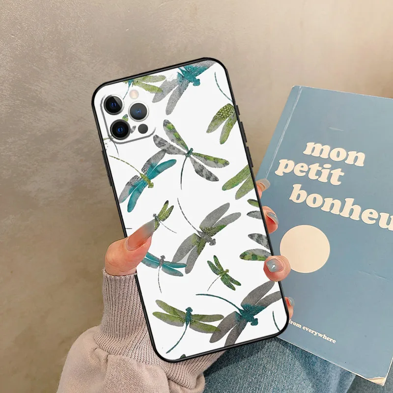 حافظة على شكل اليعسوب الملونة لهاتف آيفون 17 Air 14 16 15 11 12 13 Pro Max 12 mini XR 15 16 Plus 16e غطاء خلفي شل #6