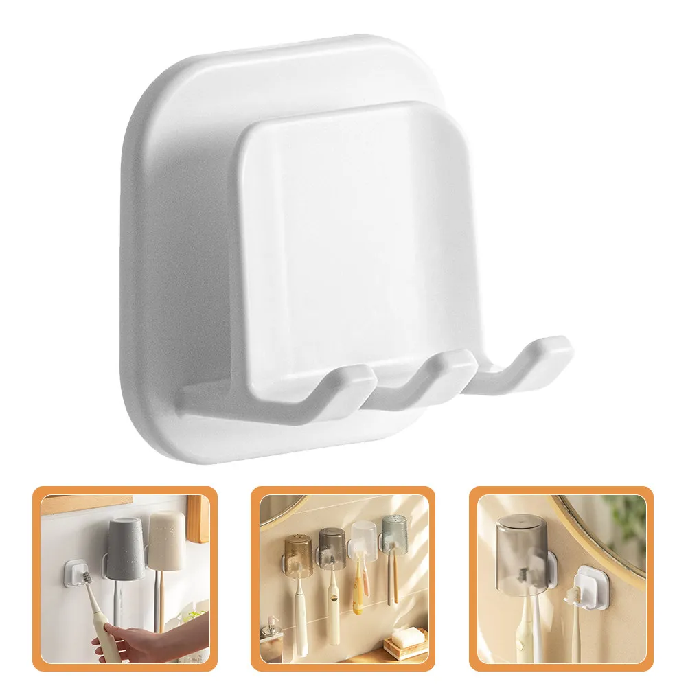 2Pcs Wall Toothbrush Mount Self-Adhesive Toothbrush Wall Organizer Universal for Most Toothbrushes Cups No Drill Needed