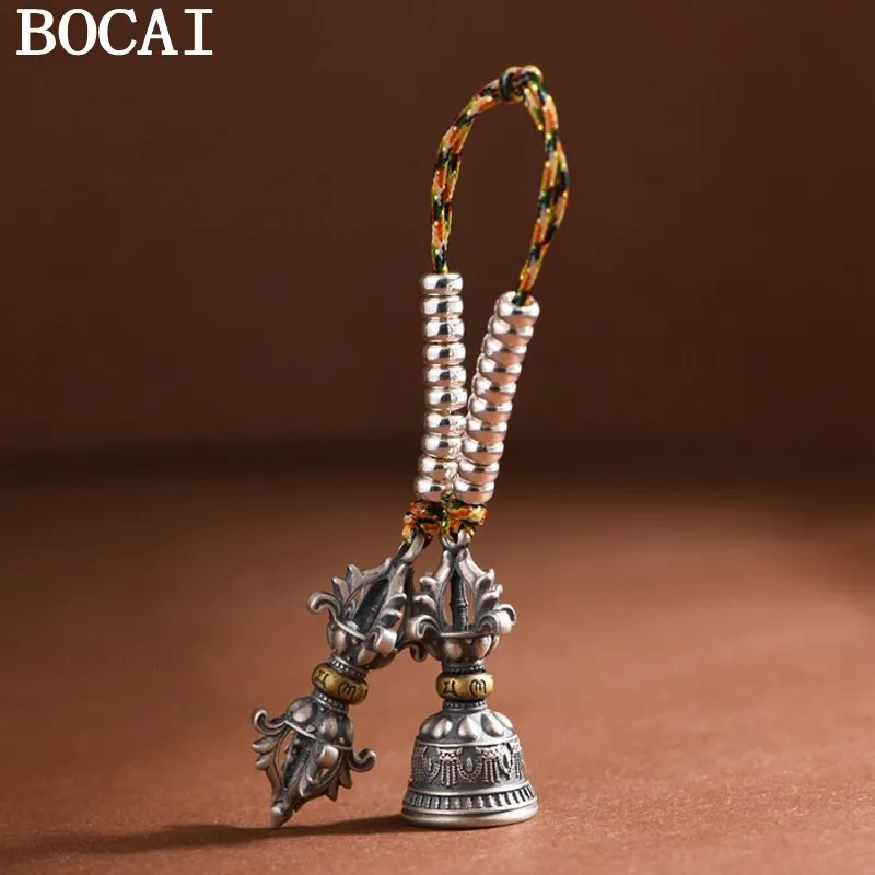 

BOCAI, новинка, стерлинговое серебро S925, винтажная индивидуальная плетеная веревка, алмазная бусина, веревка, счетчик, алмазный пестик, подвеска-колокольчик