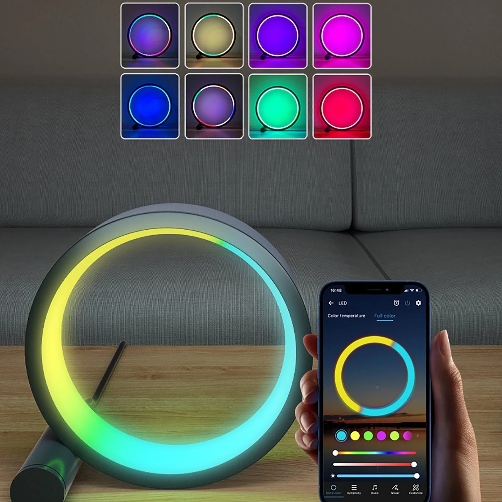 

Светодиодный атмосферный ночной Светильник RGB настольная смарт-лампа bluetooth приложение управление для игровой комнаты спальни прикроватные украшения