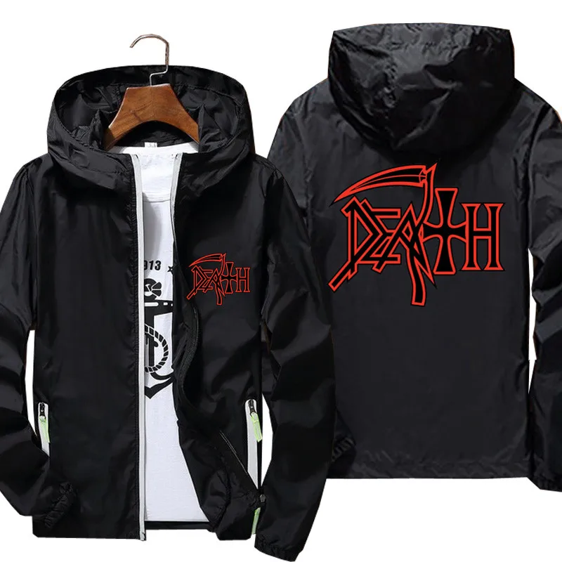 Death Rock Band Heavy Metal Mens t shirt Casual Thin Reflective Sunscreen Windbreaker Skin Ultra Light Jacket Coat Plus Size 7XL