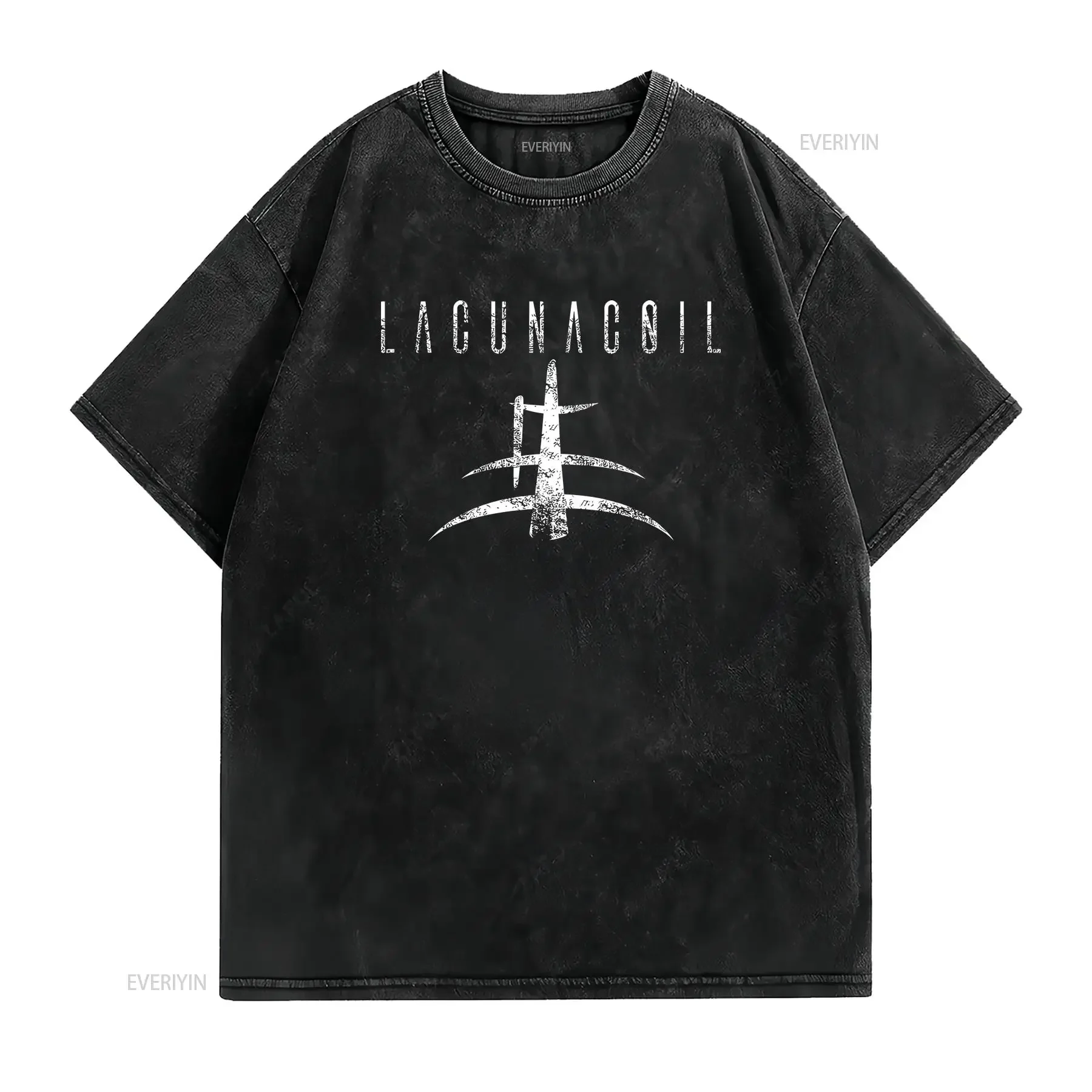 LACUNA COIL LOGO SYMBOOL T-shirt Katoen Zwart Mannen S tot 5XL MD822 vintage Gewassen Ademend Zacht Unisex mode