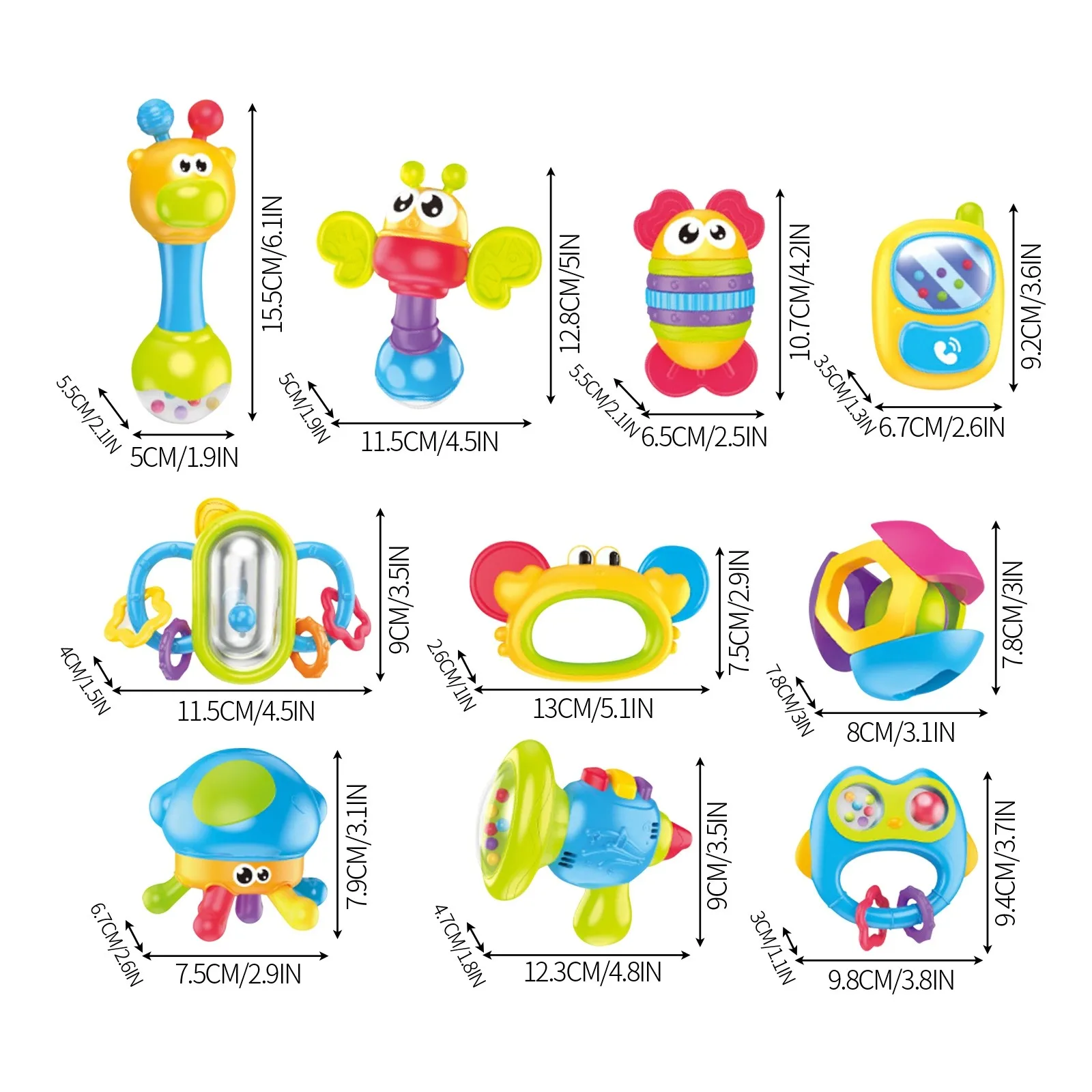 高品質な子供向けインタラクティブな噛むおもちゃ、ガラガラ、なだめるおもちゃ、ベビーラトルセット、ひねるベルおもちゃ、ホリデーギフトに最適