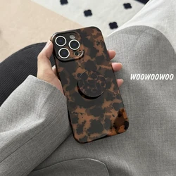 Stylish Dark Color Tortoiseshell Amber Soft Glossy Cover Case for iPhone 16 15 14 13 12 Pro Max Shockproof Protective Case